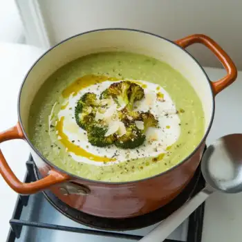 Broccoli-Potato Soup with Seared Florets