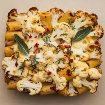 Cauliflower Rigatoni Bake with Sage and Cheeses