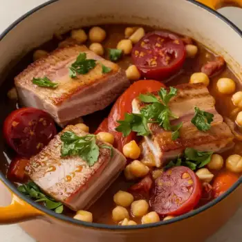 Hearty Spanish Pork Belly and Chorizo Stew