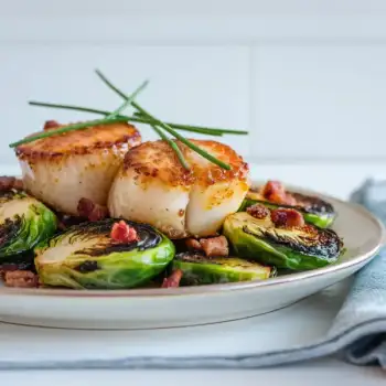 Seared Scallops with Glazed Brussels Sprouts