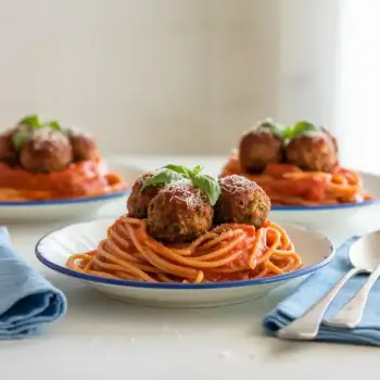Spaghetti Pomodoro with Meatballs