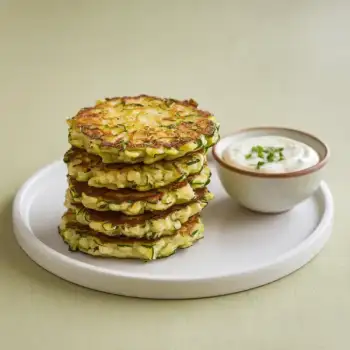 Herbed Zucchini Fritters with Garlic Yogurt Sauce