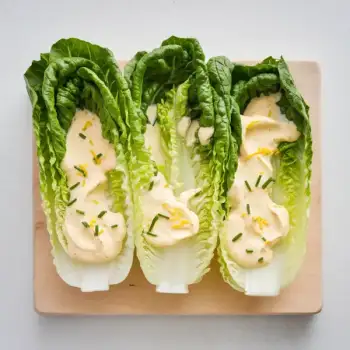 Crisp Romaine Hearts with Zesty Lemon Cream Dressing