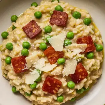 Crispy Chorizo and Sweet Pea Risotto