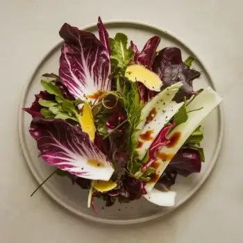 Spicy Ginger and Bitter Radicchio Salad with Sweet Balsamic Dressing