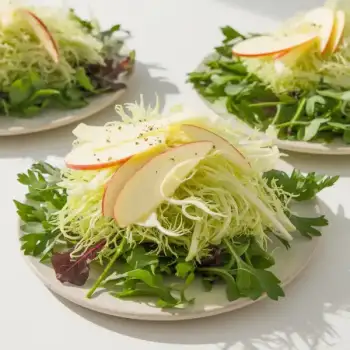 Frisée and Arugula Salad with Buttermilk Dressing, Apple, and Gruyère