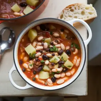 Potato and White Bean Puttanesca Soup