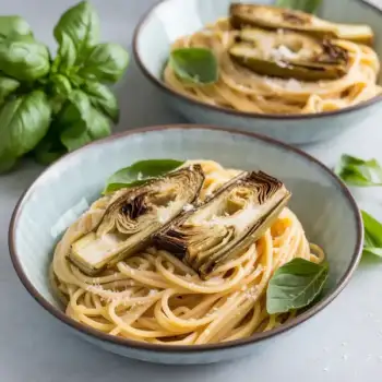 Lemon Spaghetti with Roasted Artichokes