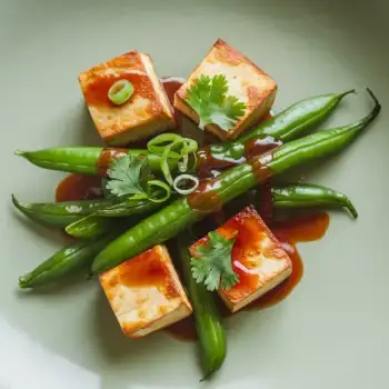 Crispy Tofu and Blistered Green Beans with Chile Crisp