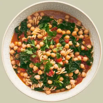 Chickpea and Pasta Stew with Greens