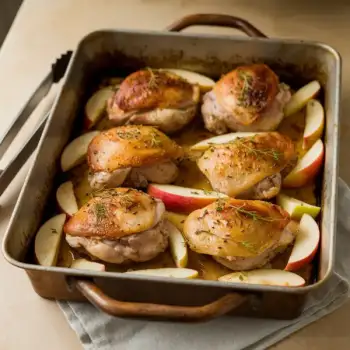 Roasted Chicken Thighs with Apples, Gin, and Coriander Seeds