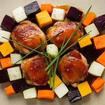 Gochujang-Glazed Chicken Thighs with Autumn Vegetables