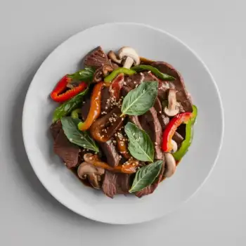 Beef and Basil Stir Fry with Mushrooms