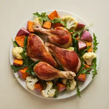 Peruvian-Inspired Roast Chicken with Cauliflower & Sweet Potato Medley