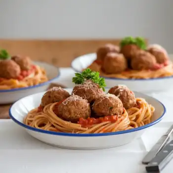 Hearty Oven-Baked Meatballs and Spaghetti