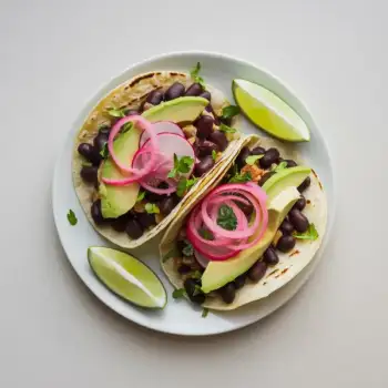 Zesty Black Bean & Avocado Tacos with Quick Pickled Spicy Onions