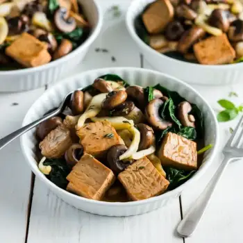 Seitan and Mushroom Medley with Spinach