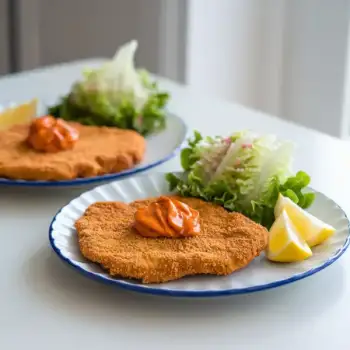 Chicken Schnitzel with Hot Sauce Butter & Baby Lettuces