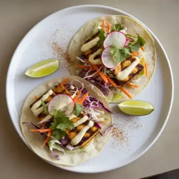 Grilled Tempeh Tacos with Zesty Lime Crema and Crunchy Slaw