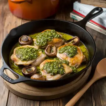 Chicken Thighs with Mushrooms and Chimichurri