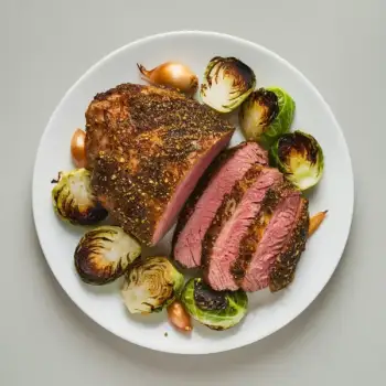 Herb-Crusted Tri-Tip with Caramelized Brussels Sprouts and Shallots