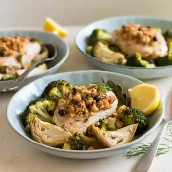 Chicken, Artichoke and Broccoli Bake with Herb Bread Crumbs