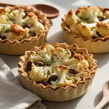Hearty Cauliflower & Mushroom Pie with Olive-Studded Crust