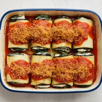 Creamy Aubergine & Spinach Parmigiana Rolls