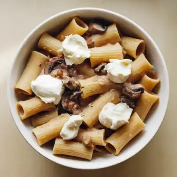 Rigatoni with Mushrooms, Anchovy, and Ricotta
