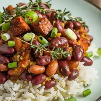 Cajun-Style Creamy Red Beans with Andouille Sausage and Rice