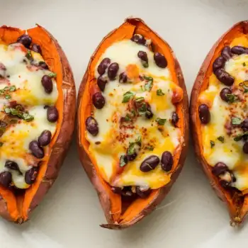 Cheesy Black Bean Stuffed Sweet Potatoes