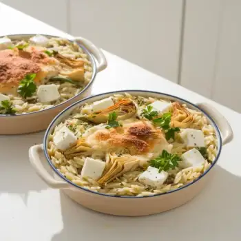 Baked Orzo with Artichokes and Cheese