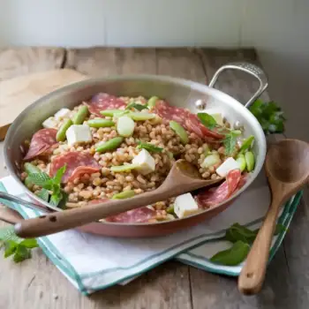 Springtime Farro Salad with Fava Beans, Pecorino, and Salami