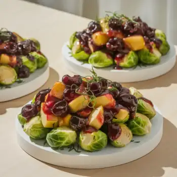 Crispy Roasted Brussels Sprouts with Apple-Cherry Dressing