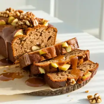 Apple Cinnamon Walnut Loaf with Toffee Drizzle
