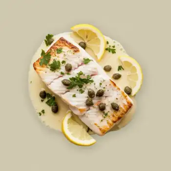 Halibut with White Wine Garlic-Caper Sauce