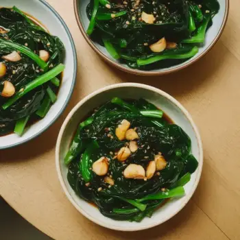 Sauteed Spinach with Xiao Shing Wine and Garlic