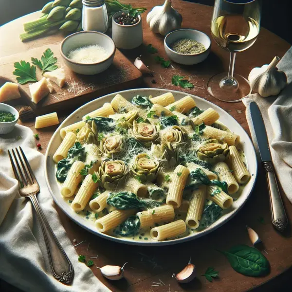 Creamy Spinach and Artichoke Rigatoni