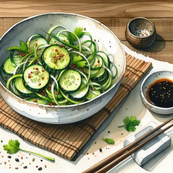 Cucumber Salad with Garlic ginger and soy