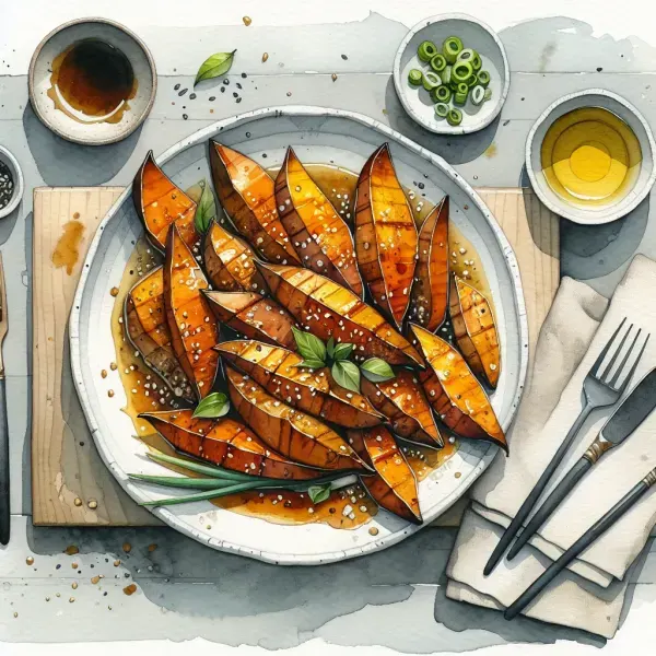 Quick Roasted Miso Sweet Potatoes