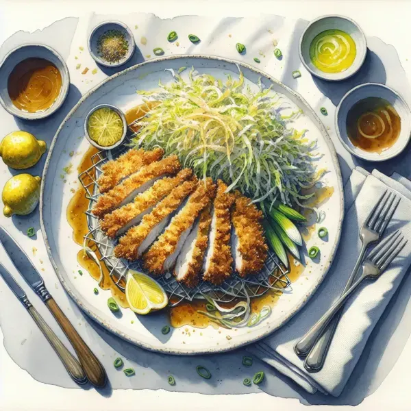 Pork Katsu with Shredded Cabbage and Scallions