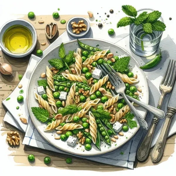 Pasta with Sweet Pea and Feta Pesto