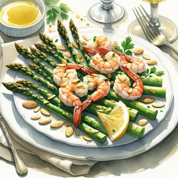 Shrimp Almondine with Asparagus