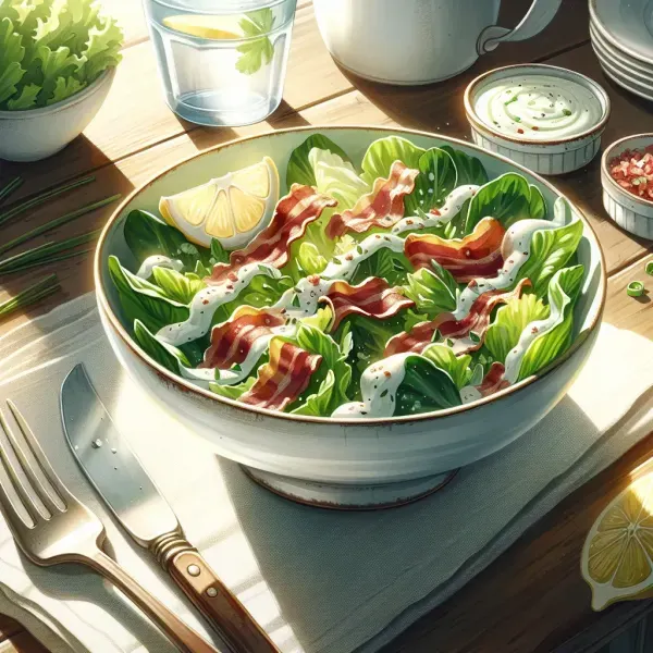 Romaine Salad with Bacon and Creamy Ranch Dressing