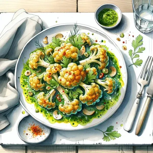 Roasted Cauliflower with Chimichurri