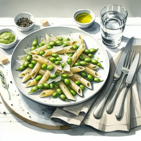 Penne with Edamame and Miso Pesto