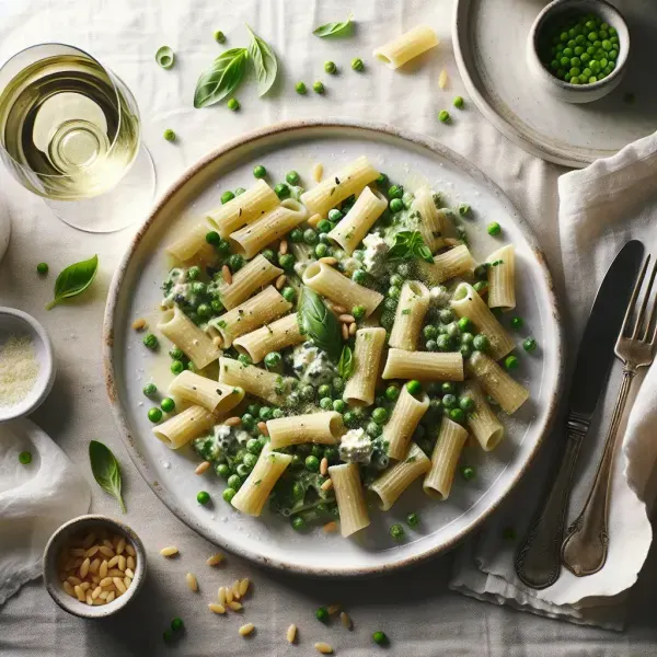 Rigatoni with Ricotta and Pea Pesto