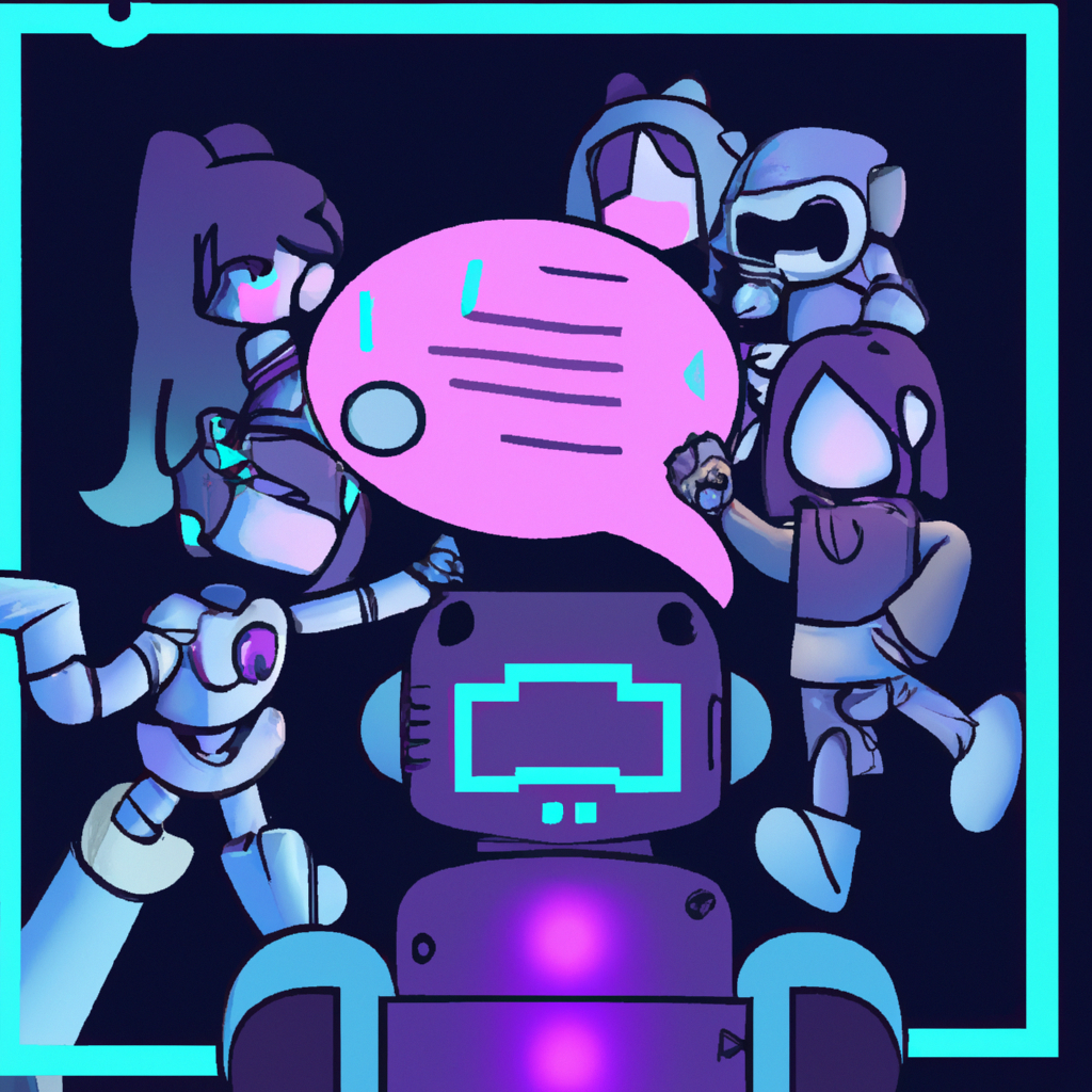 a robot using social media with a group of friends