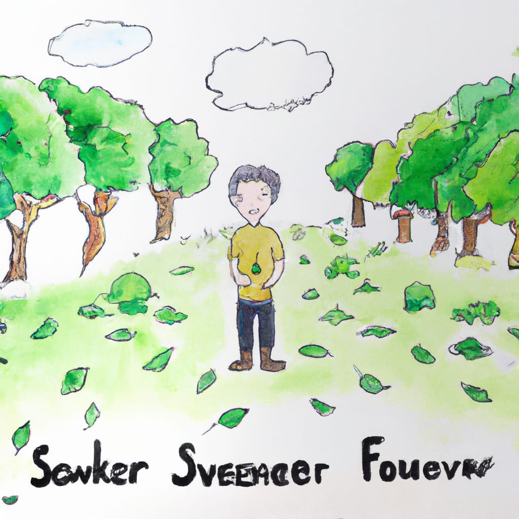 watercolour, pretty, forrest, a man planning an event about sustainability and environment