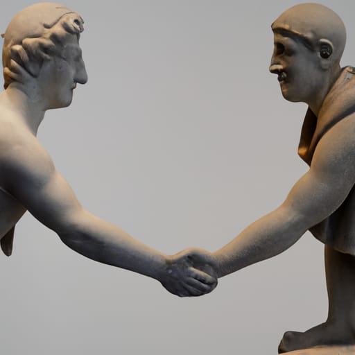 two people shaking hands wearing a suit and tie,